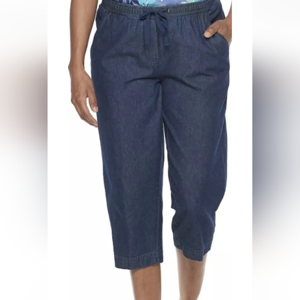 NWT Croft & Barrow Sheeting Capri Mid Rise Side Studs Jeans XXL